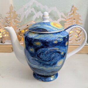 Starry Night Van Gogh  Grace Teaware Fine Porcelain Blue Teapot w/ Lid New